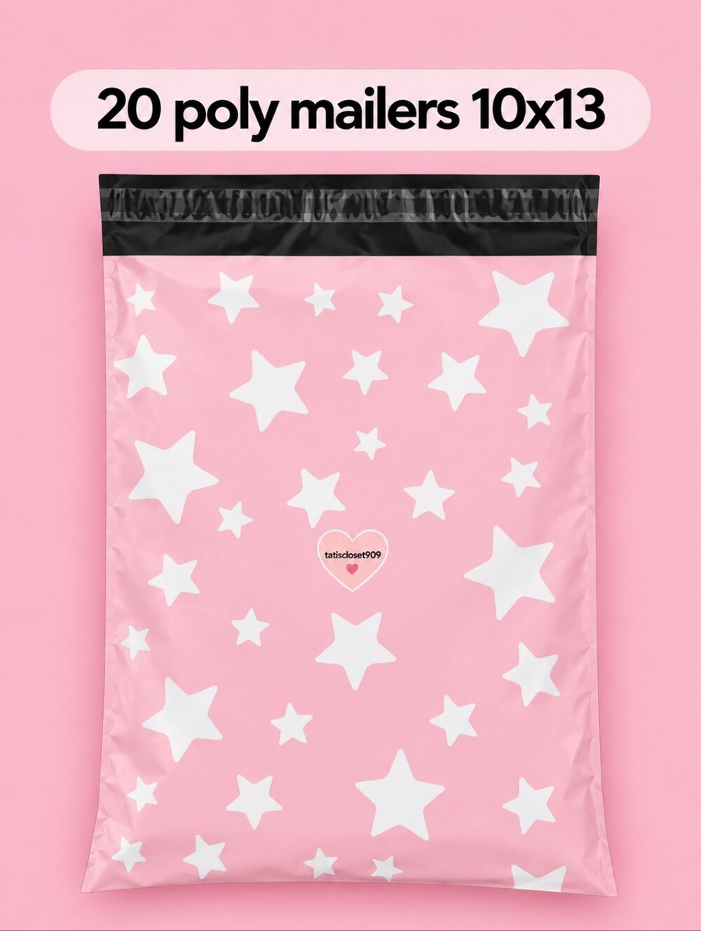 20 pink white star poly mailers size 10x13 - Picture 1 of 2